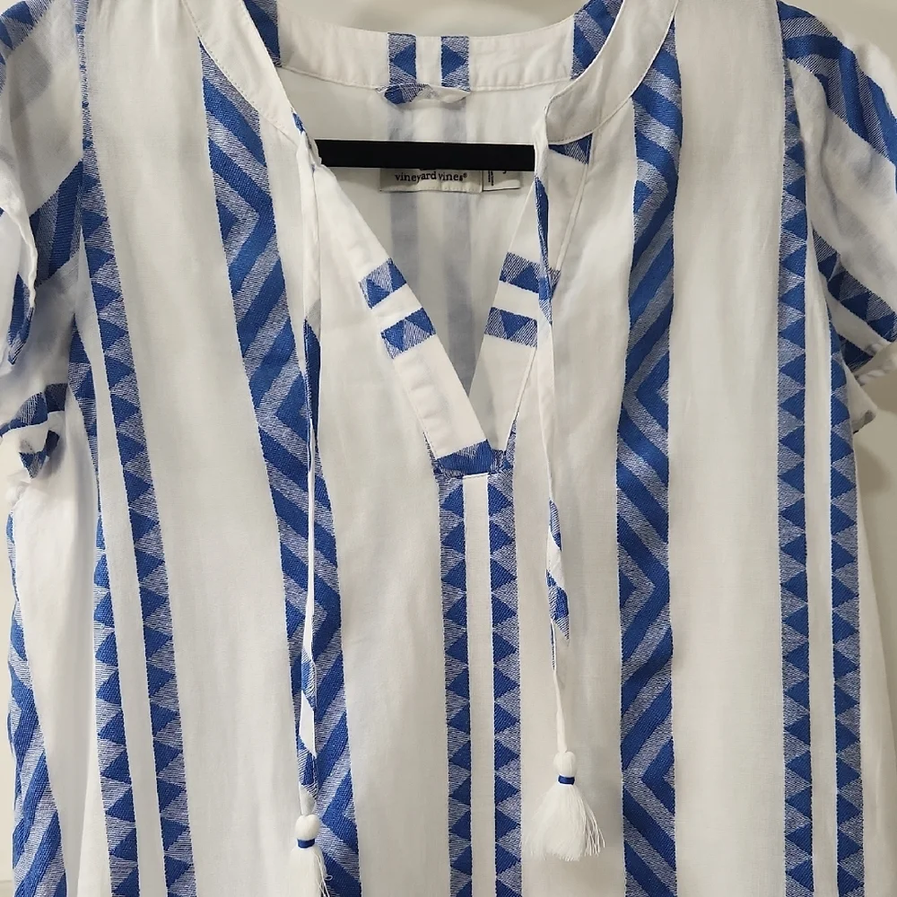 Vineyard Vines Blue and White Striped Jaquard Tunic -Small - Picture 5 of 11